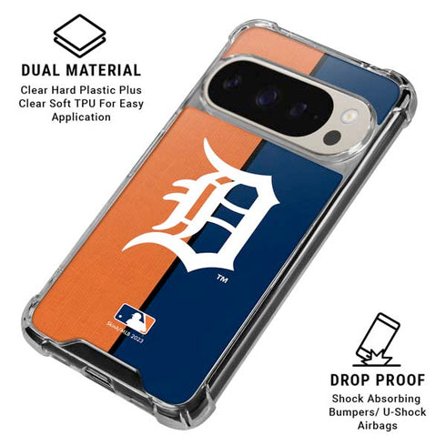 MLB Detroit Tigers Split Pixel 9 Pro XL Clear Case